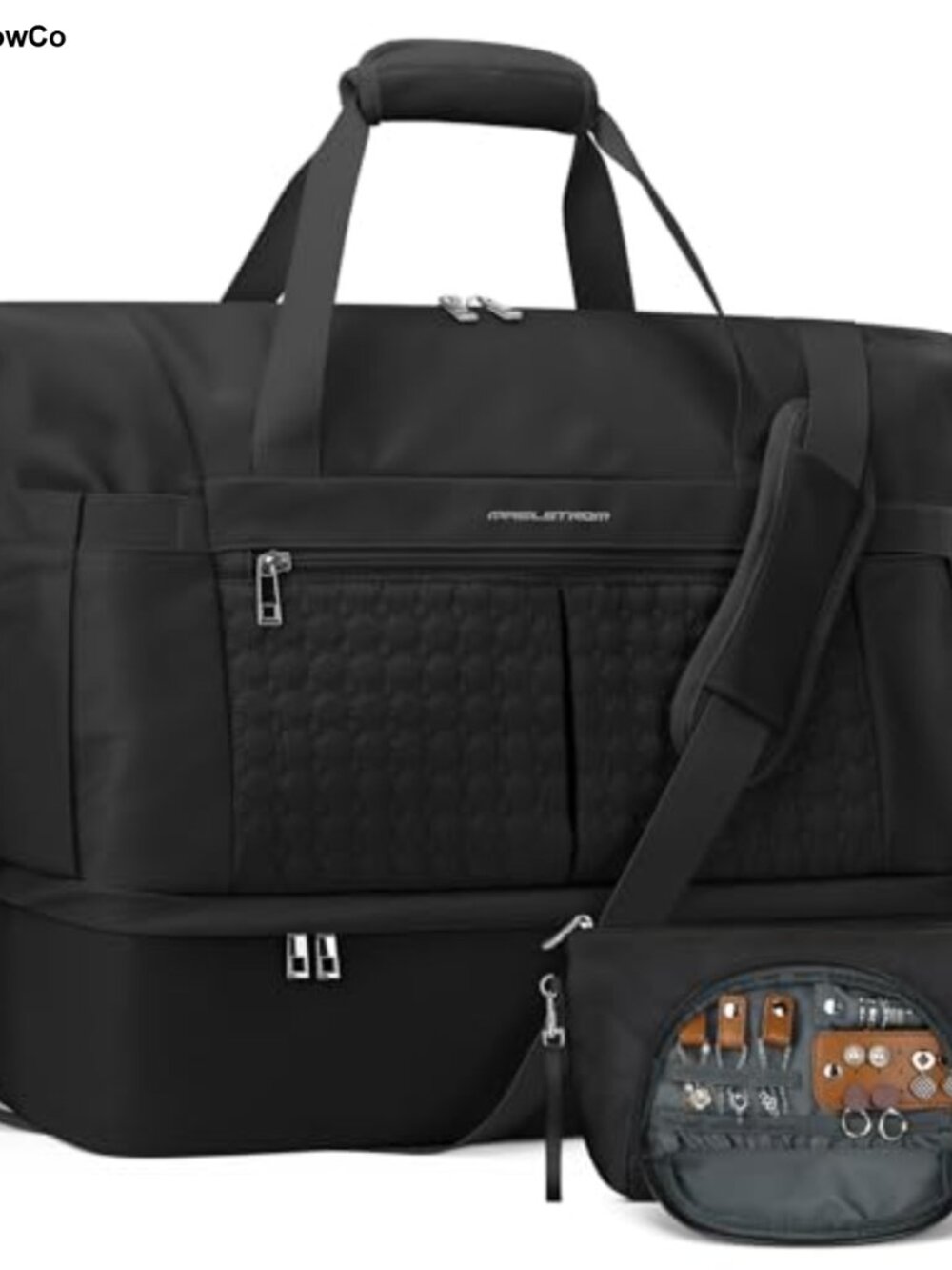 40L Waterproof Travel Duffel Bag with Shoe Compartment and Wet Pocket Weekender